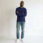 Navy Blue White Men's Full Sleeve T-Shirt