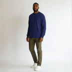 Navy Blue White Men's Full Sleeve T-Shirt